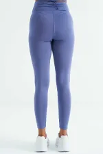 Leggings pour femmes Tommylife, taille haute, coupe slim, imprimé logo violet - 94627