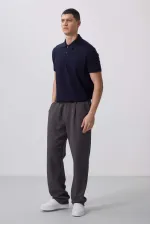 Tommylife Toptan Yüzeyi Dokulu Rahat Form Palazzo Erkek Pantolon 82163 Koyu Gri