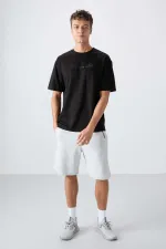 Tommylife Toptan O Yaka Oversize Baskılı Erkek T-Shirt 88330 Siyah