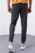 Tommylife Toptan Antrasit Melanj Fermuar Cepli Dar Kalıp Jogger Erkek Eşofman Alt - 84343