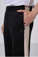 Pantalon palazzo pour homme Tommylife Wholesale, coupe standard, surface texturée, référence 82171, noir et beige