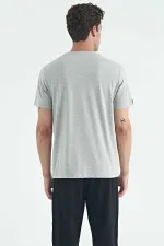T-shirt basique Tommylife à col rond et coupe standard pour homme, gris clair chiné, référence 87911