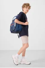 Ensemble short chino garçon Tommylife en coton stretch léger, coupe oversize, taille 11278, bleu marine-pierre