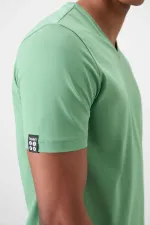 T-shirt basique Tommylife pour homme, col en V, coupe standard, vert pastel, référence 87912.