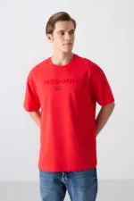 Tommylife Toptan O Yaka Oversize Baskılı Erkek T-Shirt 88328 Fiesta