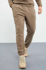 Tommylife Wholesale Standard Fit Half-Zip Fleece Men's Tracksuit Set 85159 Camel