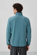 Sweat-shirt en polaire zippé à col montant et coupe standard Tommylife pour homme, vente en gros, 87992, vert menthe