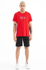 T-shirt homme Tommylife Wholesale Boris, col rond, coupe standard, imprimé, rouge, référence 88206
