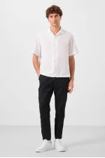 Pantalon chino extensible léger tissé coupe standard Tommylife Wholesale pour homme 82177 Noir