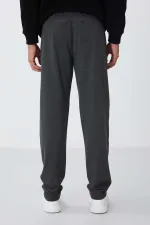 Tommylife Toptan Dar Kalıp Klasik Paça Erkek Eşofman Alt 84669 Antrasit Melanj