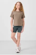 Tommylife Toptan Esnek Standart Fit Basic Performans Kız Çocuk Tayt 75189 Orman Yeşili