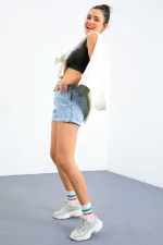 Débardeur court sans manches Tommylife Wholesale, kaki, coupe ajustée, col en U, pour femme - 97162