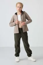 Sweat-shirt à capuche en polaire Tommylife pour filles de 7 à 15 ans, coupe standard, réf. 75152, beige foncé