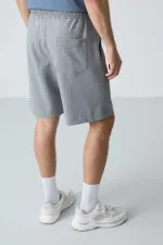 Tommylife Toptan Comfort Fit Basic Erkek Şort 81275 Gri Melanj