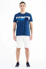 Tommylife Wholesale Indigo Printed Standard Fit Men's T-Shirt with Front Pocket Detail - 88200