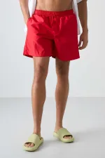 Tommylife Toptan Kırmızı Belden Lastikli Standart Kalıp Erkek Deniz Şortu - 81237