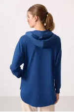 Sweat-shirt tunique oversize à capuche en tissu doux Tommylife Wholesale pour femme - 97302 Parliament