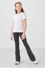 Ensemble de leggings Tommylife Wholesale Cotton à col rond, coupe standard et jambes évasées pour filles, référence 75192, blanc anthracite