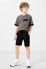 Tommlife Wholesale Black Standard Fit Basic Performance Boys Shorts - 11303