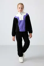 Sweat-shirt polaire à col montant et coupe standard pour filles de 7 à 15 ans, Tommylife Wholesale, noir, référence 75153