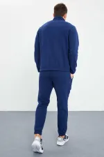 Tommylife Toptan Standart Kalıp Yarım Fermuar Polar Erkek Eşofman Takımı 85159 İndigo