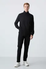 Tommylife Wholesale Casual Fit Basic Men's Tracksuit Set 85260 Black