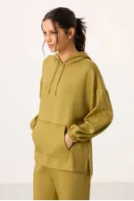 Ensemble tunique de survêtement oversize à capuche et texture douce Tommylife pour femme - 95348 Moutarde foncé