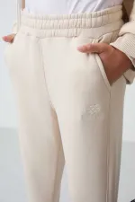 Tommylife Toptan 7-15 Yaş Dik Yaka Erkek Çocuk Eşofman Takımı 11256 Bej