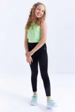 Tommylife Toptan Siyah Yüksek Bel Dar Paça Kız Çocuk Tayt  - 75047