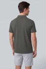 T-shirt polo kaki Tommylife pour homme, coupe confortable, texture douce, col polo - 88496