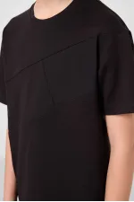 Ensemble short chino garçon Tommylife Wholesale en coton léger et extensible, coupe oversize, noir, réf. 11275