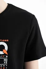 T-shirt garçon Tommylife Wholesale noir, col rond, coupe standard, imprimé, taille serveur, réf. 11145