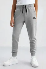 Pantalon de survêtement fin à revers standard gris chiné Tommlife Wholesale pour garçon - 11062