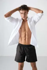 Tommylife Toptan Siyah Belden Lastikli Standart Kalıp Erkek Deniz Şortu - 81237