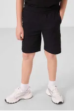 Ensemble short chino garçon Tommylife Wholesale en coton léger et extensible, coupe oversize, noir, réf. 11276