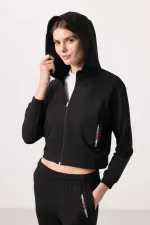 Ensemble de survêtement Tommylife Wholesale pour femme, à capuche et fermeture éclair, coupe oversize - 95328 Noir