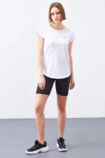 T-shirt femme Tommylife Wholesale blanc à manches courtes et col rond, coupe standard - 97101