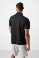 Tommylife Toptan Polo Yaka Standart Kalıp Aktif Spor Erkek T-Shirt 88392 Siyah
