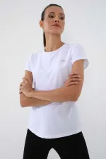 Tommylife Toptan Beyaz Basic Kısa Kol Standart Kalıp O Yaka Kadın T-Shirt - 97144