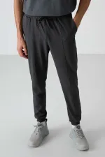 Tommylife Toptan Comfort Fit Nakışlı Erkek Jogger Eşofman Alt 82123 Antrasit Melanj