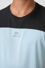 Tommylife Toptan O Yaka Standart Kalıp Aktif Spor Erkek T-Shirt 88386 Açık Mavi