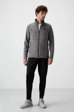 Tommylife Wholesale Bran Standard Fit Scuba Basic Men's Tracksuit Set 85199 Dark Grey - Black