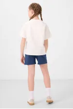 Ensemble short basique pour fille Tommylife en coton doux texturé, coupe standard, référence 75184, couleur écru, Parlement