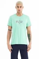 Tommylife Wholesale Boris Crew Neck Standard Fit Printed Men's T-Shirt 88206 Aqua Green