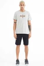 Tommylife Toptan Boris O Yaka Standart Kalıp Baskılı Erkek T-Shirt 88206 Gri Melanj