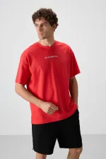 Tommylife Toptan O Yaka Oversize Baskılı Erkek T-Shirt 88364 Fiesta