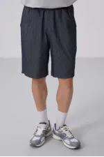 Short chino extensible léger, coupe standard, en denim bleu marine Tommylife Wholesale 81290