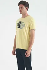 Tommylife Wholesale Elvis Crew Neck Standard Fit Printed Men's T-Shirt 88218 Yellow