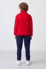 Ensemble de survêtement en polaire à col montant Tommylife Wholesale pour garçon, style serveur, référence 11218, rouge et marine
