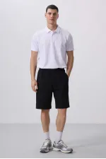 Short chino extensible léger, coupe standard, tissé, Tommylife Wholesale 81290 Noir